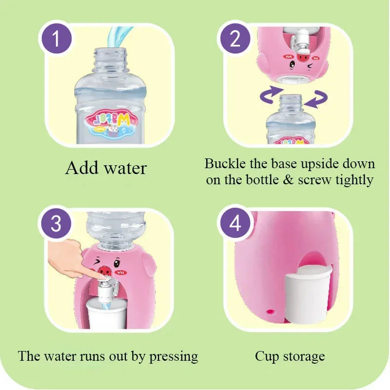 Cartoon Mini Water Cooler with Cup & Bottle