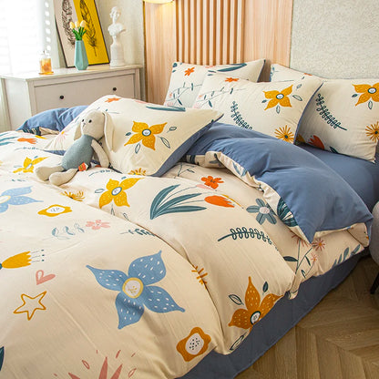 Flower Printed Washed Cotton Duvet Cover