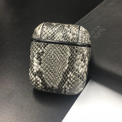 Mobile Phone Case – Luxury Snake Skin PU Leather Earphone Case For Apple