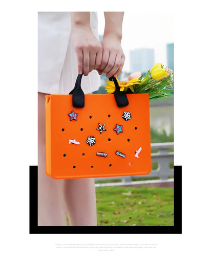 Waterproof EVA Tote Bag with Charm Holes