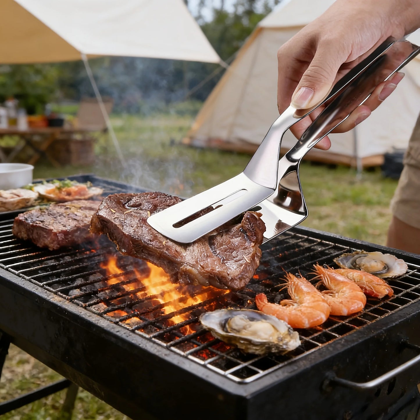 Double-Sided Cooking Tongs for Grilling & Frying