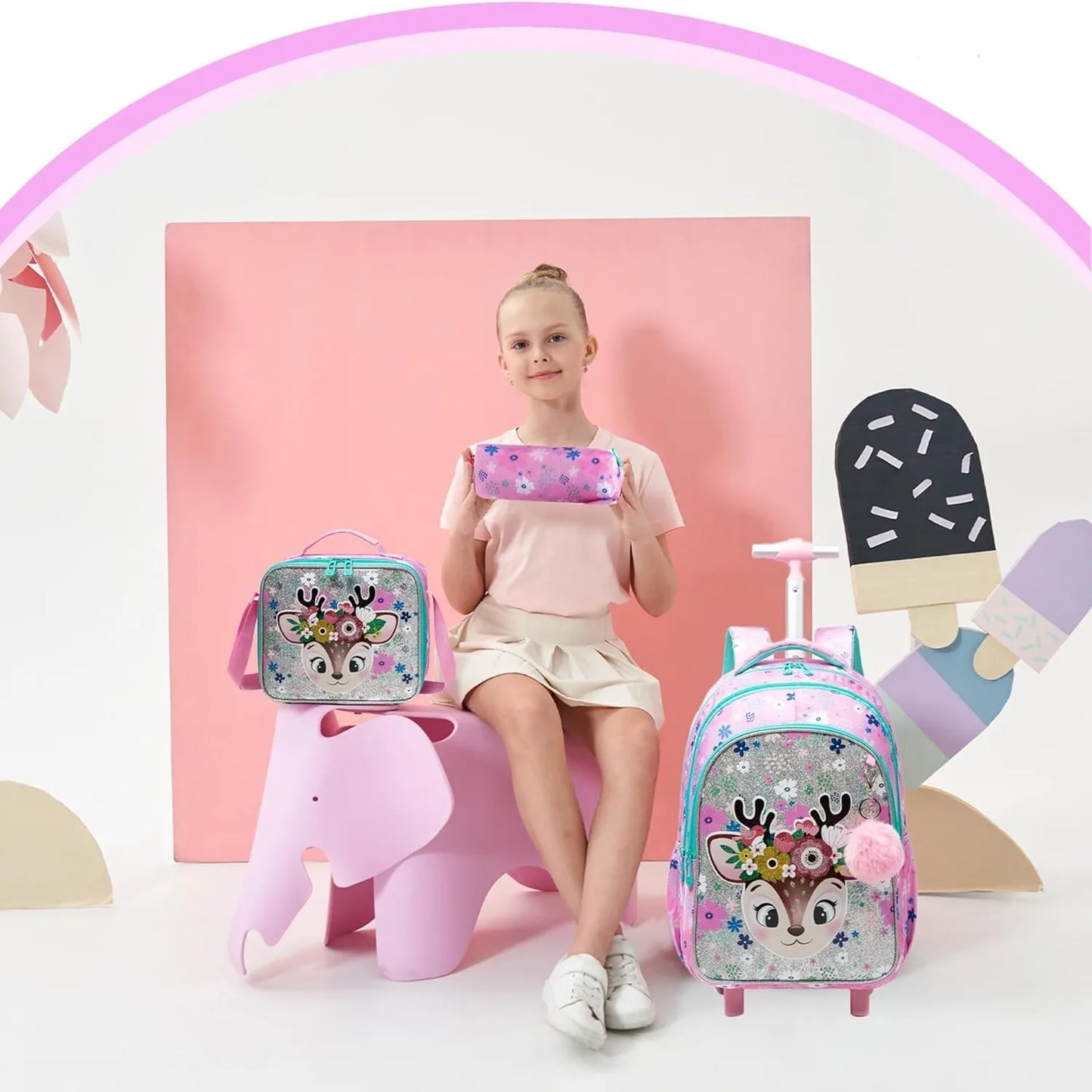 Girls’ Trolley School Backpack Set