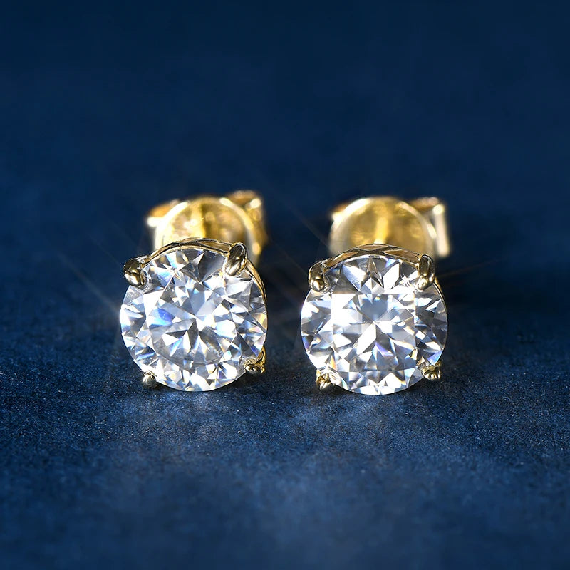 14K Gold Moissanite Screw Back Earrings