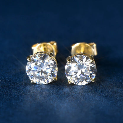 14K Gold Moissanite Screw Back Earrings