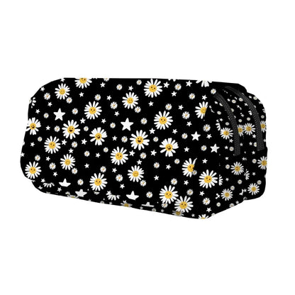 Daisy Print Double Layer Pencil Bag