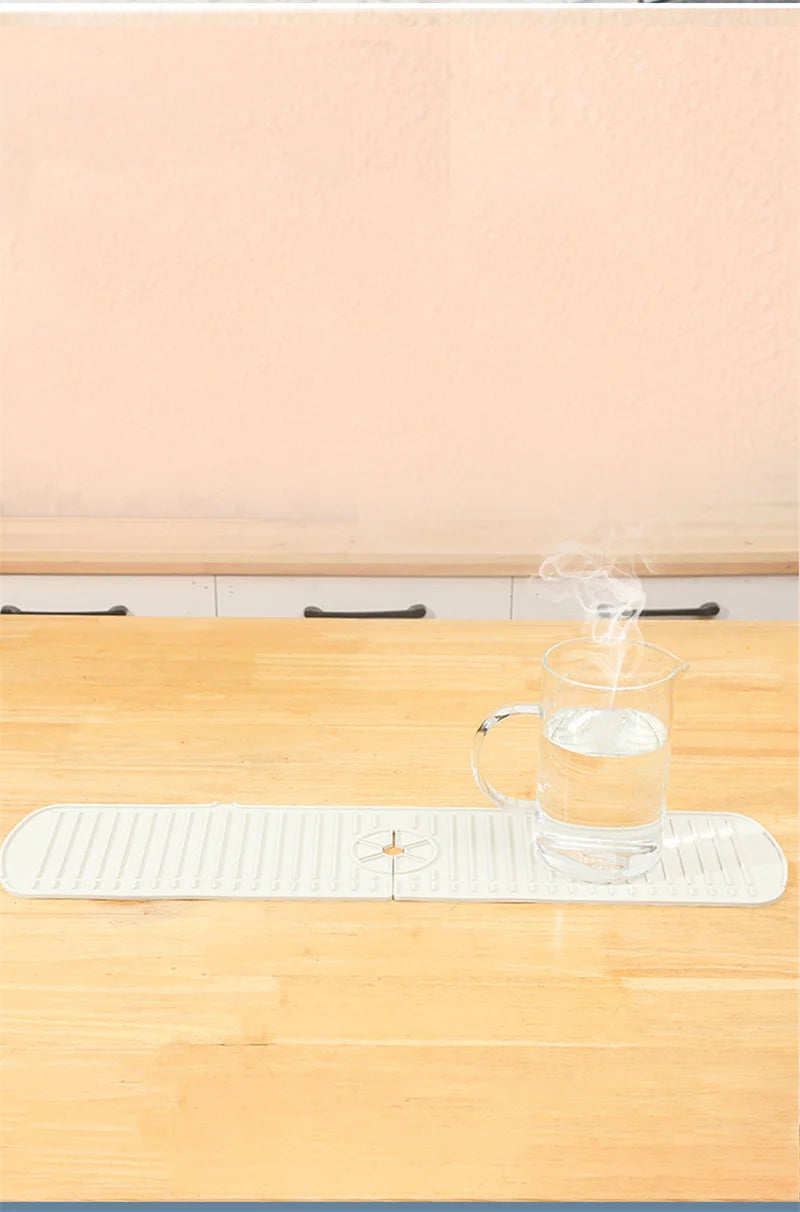 Silicone Faucet Splash Guard & Drain Mat for Kitchen & Bathroom Sinks