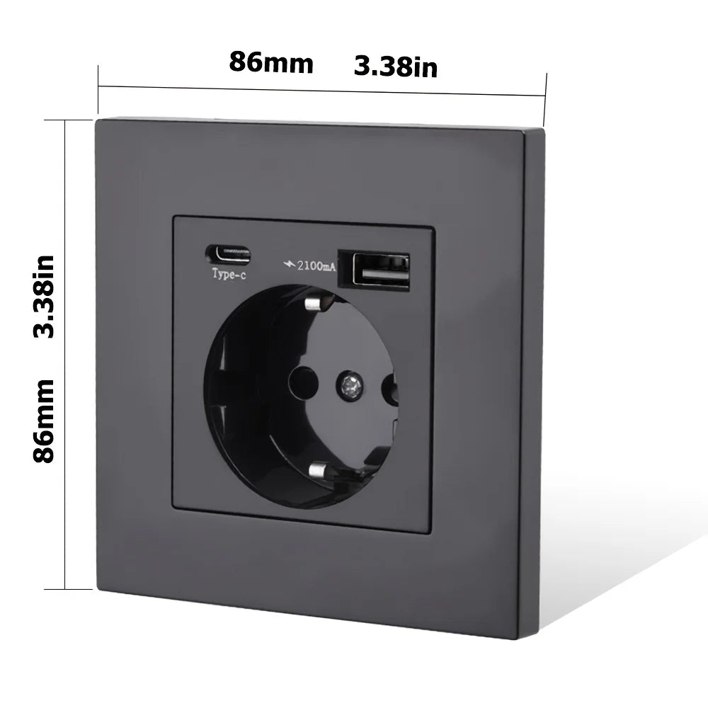 EU Type-C USB Wall Power Socket