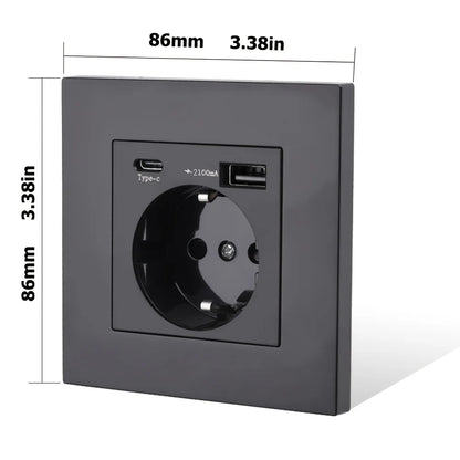 EU Type-C USB Wall Power Socket