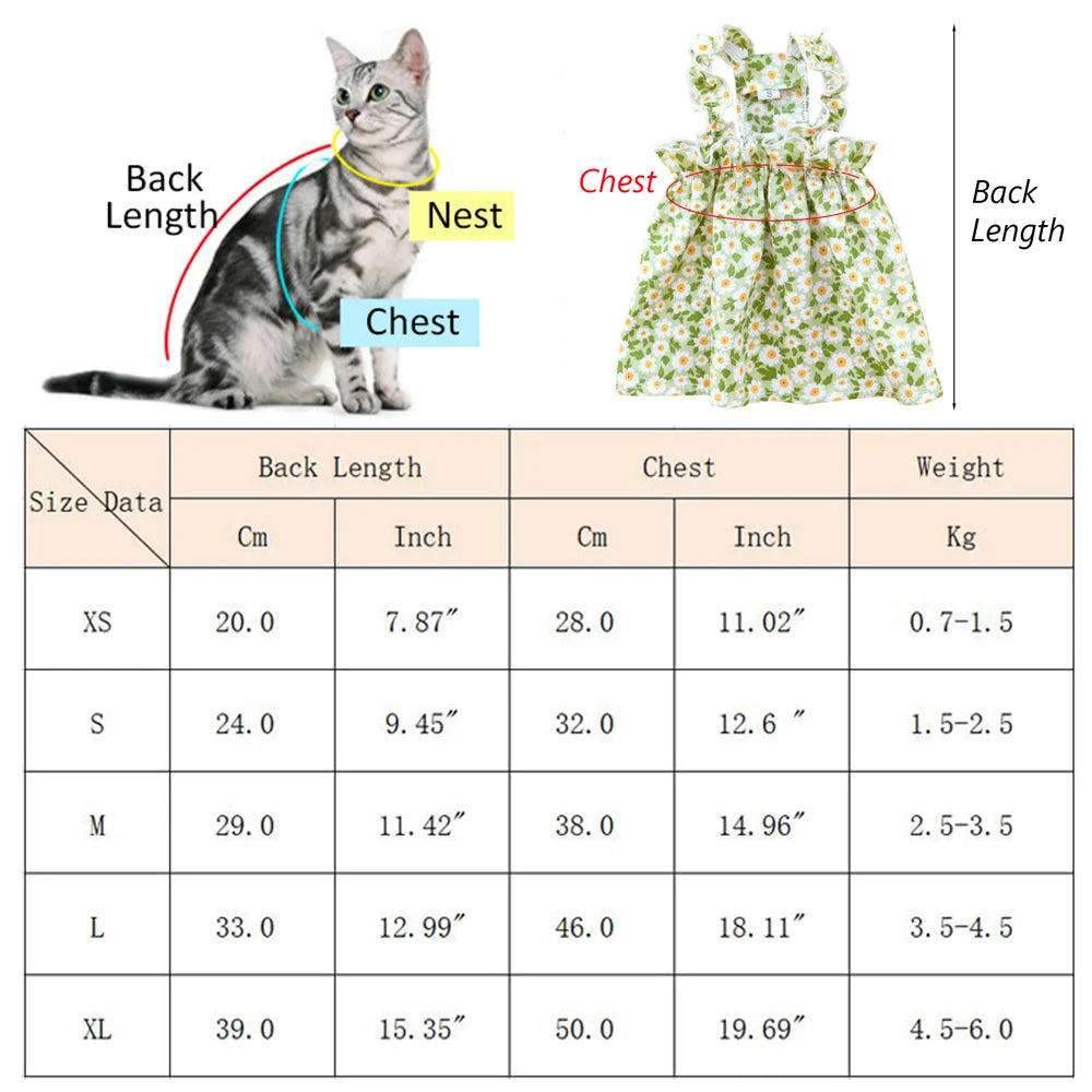 Floral Summer Princess Dress for Cats