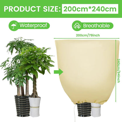 Breathable Winter Plant Protection Cover with Zipper & Drawstring