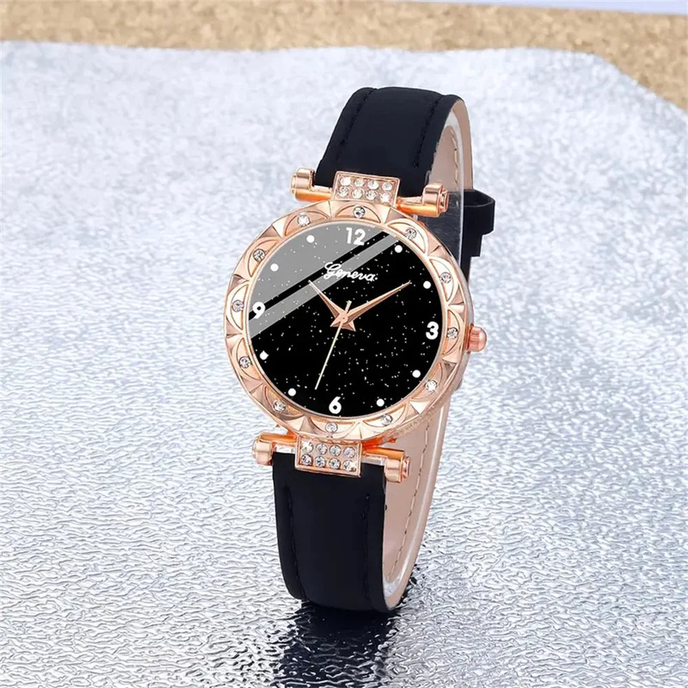 Women's Rhinestone Quartz Watch & Bracelet Gift Set