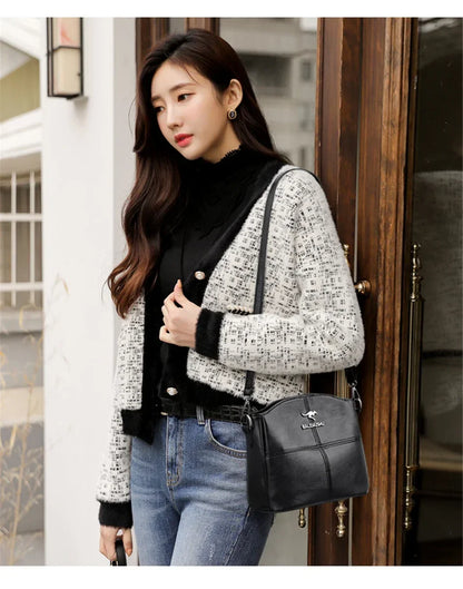 Casual Floral Embossed Leather Crossbody Shoulder Bag