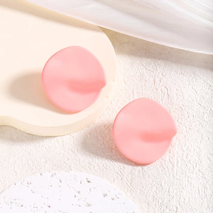 Candy Colored Button Shape Round Acrylic Earrings