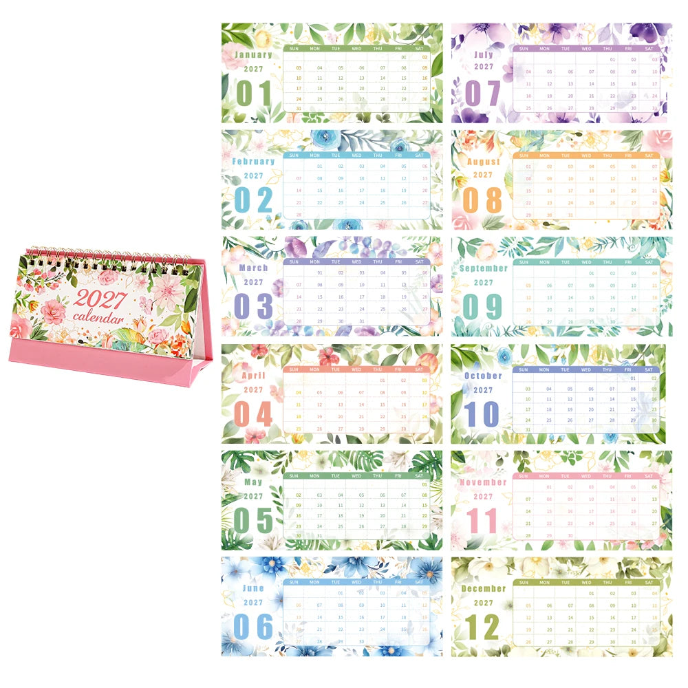 2027 Floral Desk Calendar – Daily Weekly Monthly Planner