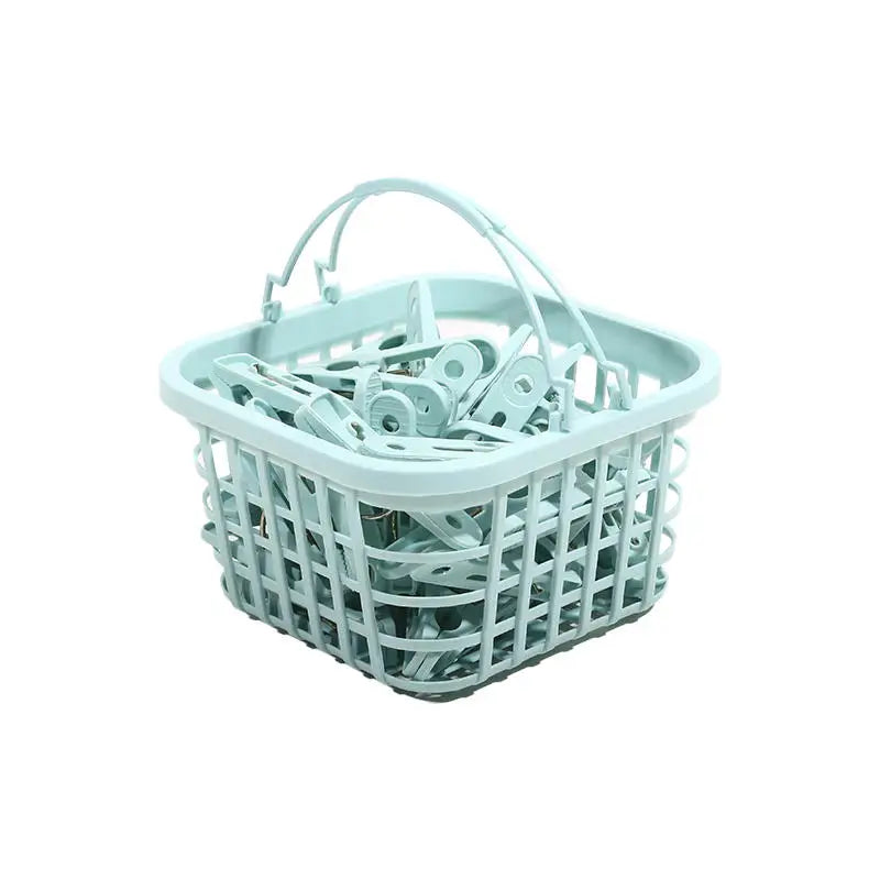 Plastic Clothespins with Storage Basket for Laundry & Home