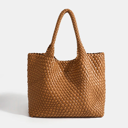 Woven PU Leather Tote Bag with Coin Purse