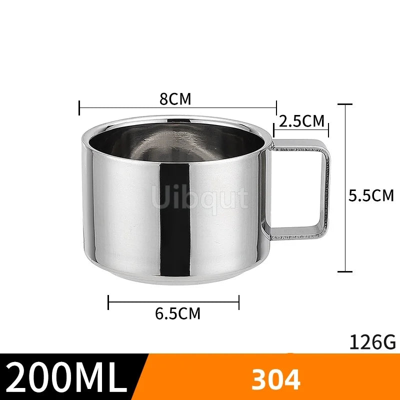 Double Wall Stainless Steel Coffee Cup Set with Spoon & Saucer