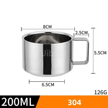 Double Wall Stainless Steel Coffee Cup Set with Spoon & Saucer