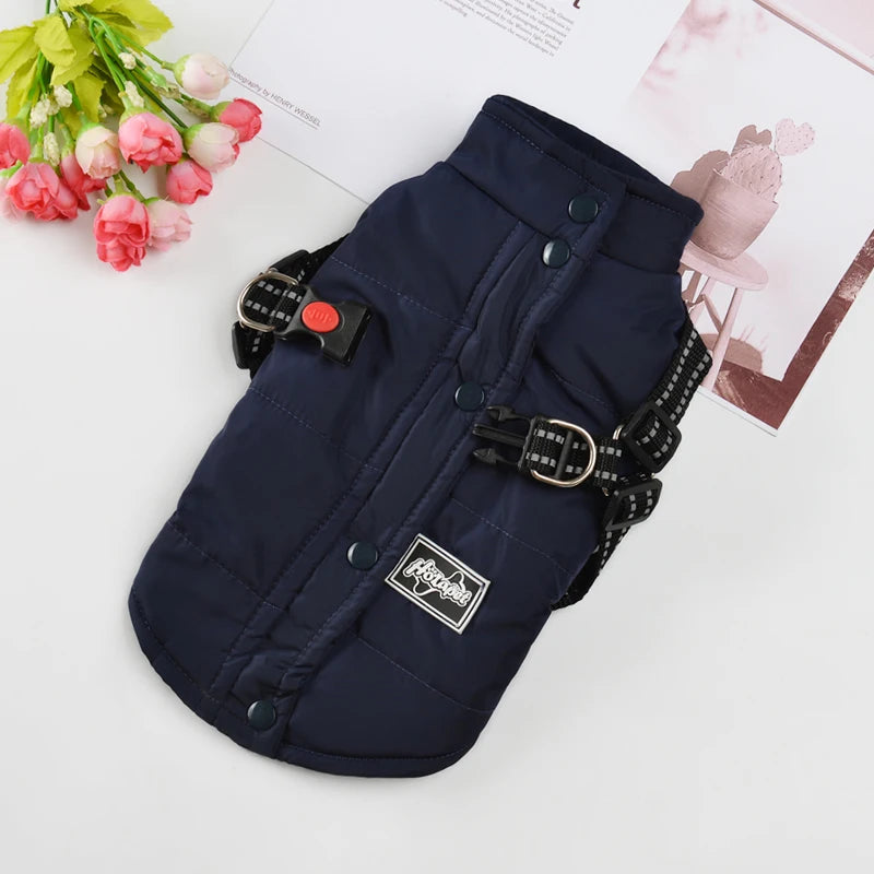 Winter Dog Vest Jacket with Harness