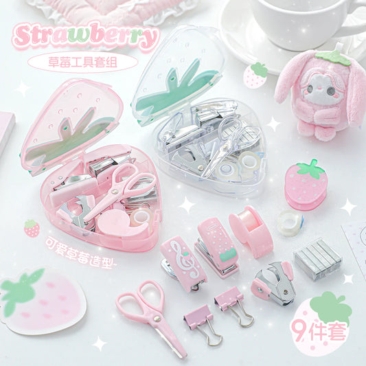 Kawaii Strawberry Mini Stapler & Punch Set