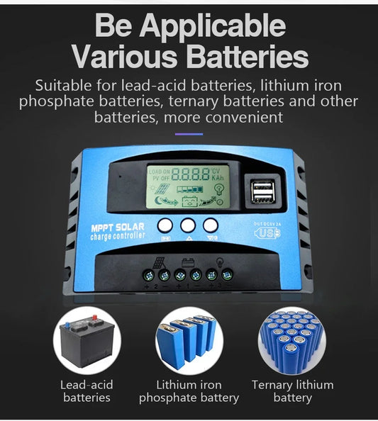 MPPT Solar Charge Controller – 12V/24V LCD Solar Battery Regulator