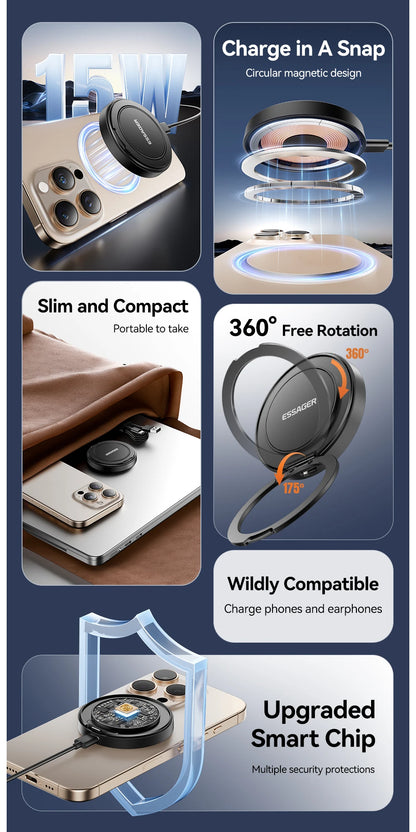 ESSAGER Magnetic Wireless Charger with Phone Holder