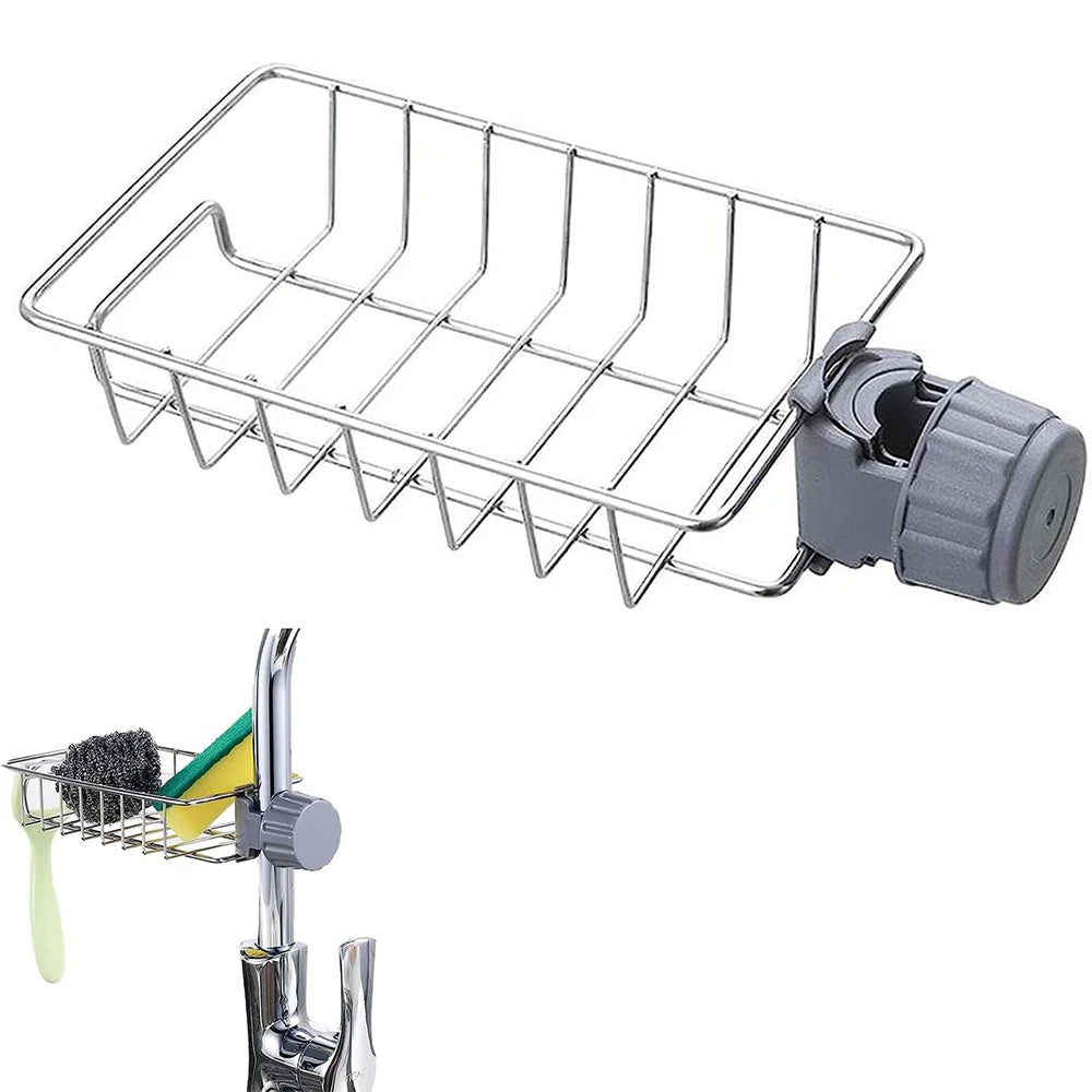 Kitchen Sink Faucet Sponge & Soap Organizer Rack