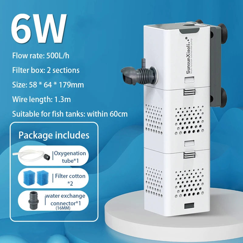 Internal Aquarium Filter Pump with Water Circulation & Oxygenation