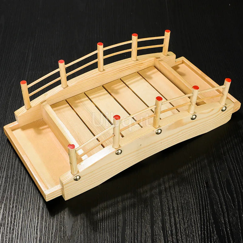 Japanese Wooden Sushi Bridge Serving Platter