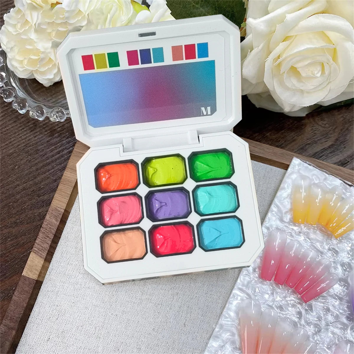 9 Color Solid Nail Gel Polish Palette