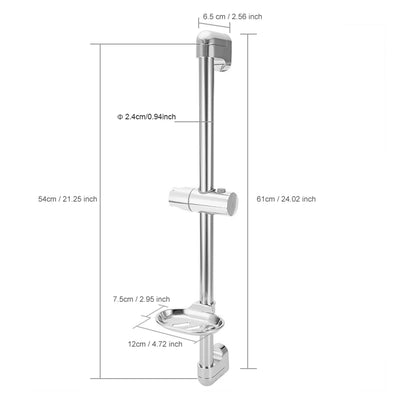 Stainless Steel Shower Slide Bar with Adjustable Holder & Soap Rack