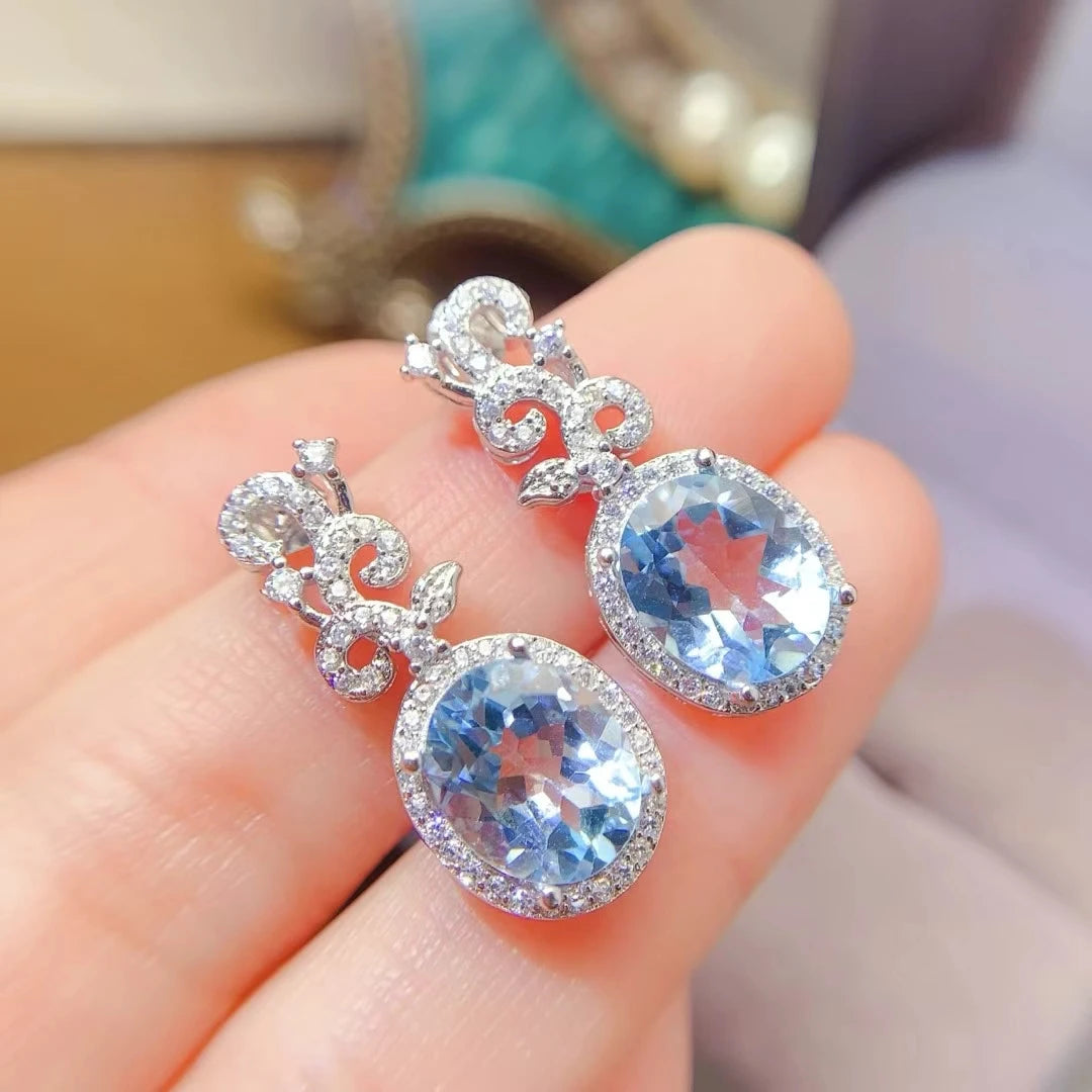 925 Silver Natural Gemstone Drop Earrings