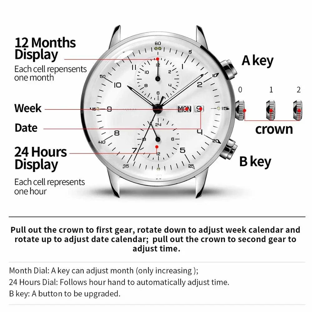 Men's Automatic Mechanical Stainless Steel Business Watch