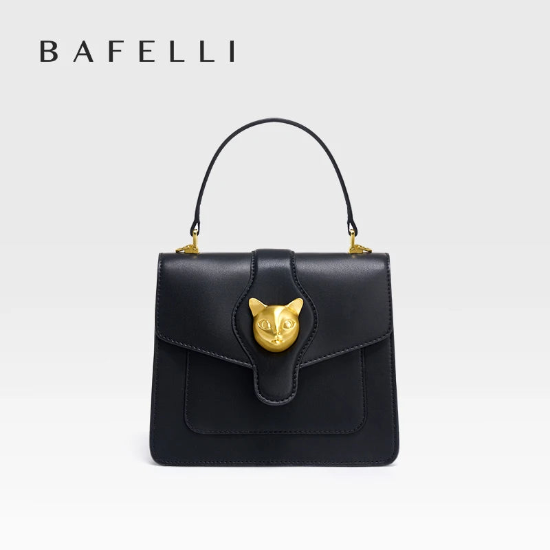 Genuine Leather Cat Lock Shopper Bag