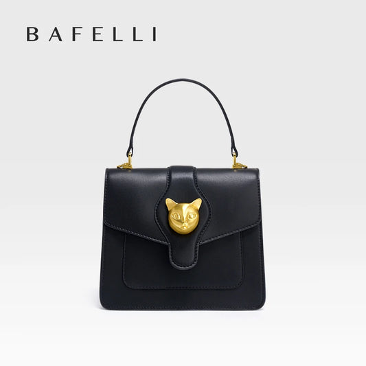 Genuine Leather Cat Lock Shopper Bag