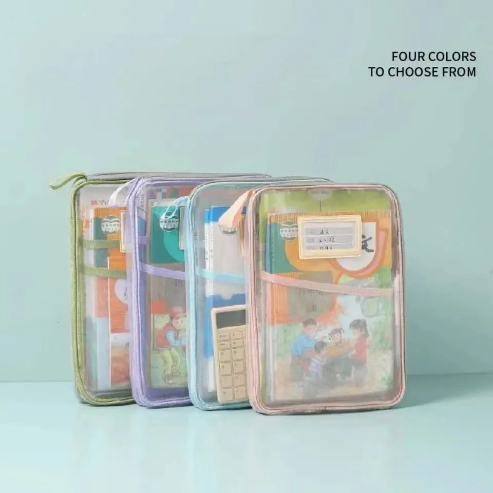 A4 Transparent Mesh Zipper Document Folder