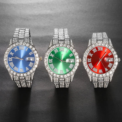 Men's Silver Hip-Hop Watch & Jewelry Set