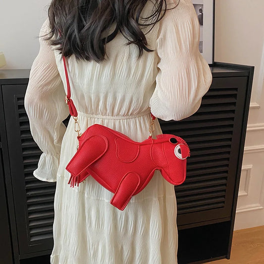 Horse-Shaped PU Leather Crossbody Shoulder Bag
