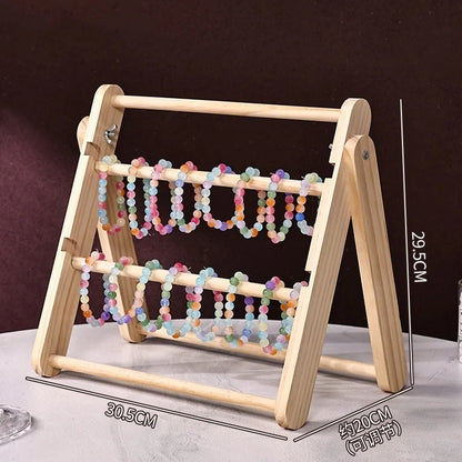 Foldable 3/4-Tier Wooden Jewelry Display Stand