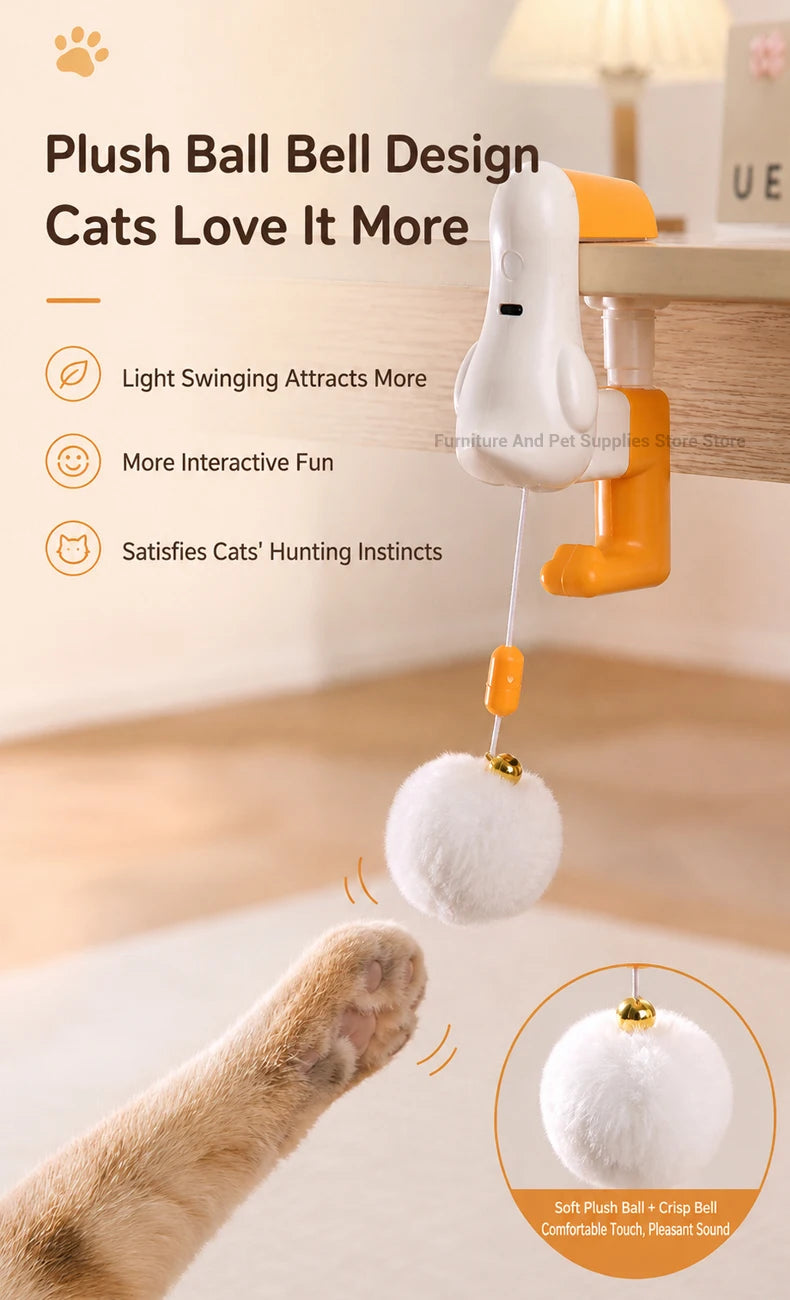 Automatic Interactive Cat Teaser Ball with Desk Clamp