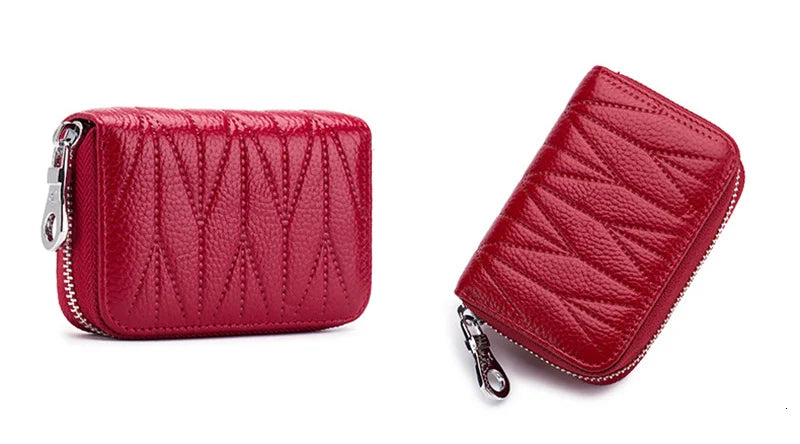Genuine Cow Leather Zip-Around Wallet with 36 Card Slots