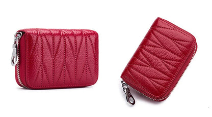 Genuine Cow Leather Zip-Around Wallet with 36 Card Slots