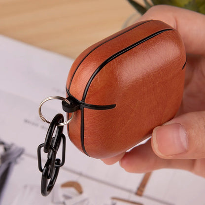 PU Leather Earphone Case For Apple AirPods With Keychain