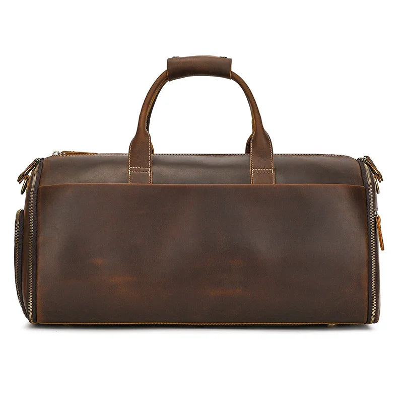 Crazy Horse Leather Travel Bag for Suits