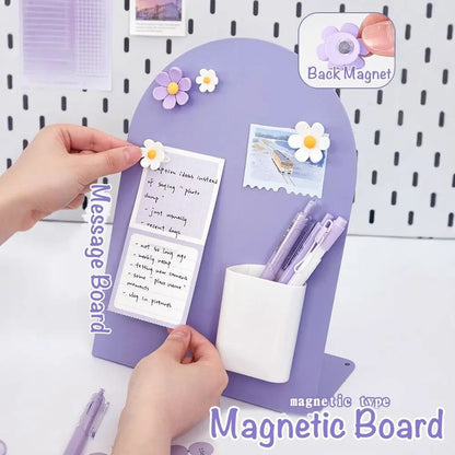 Creative Desktop Magnetic Message Board with Storage Stand