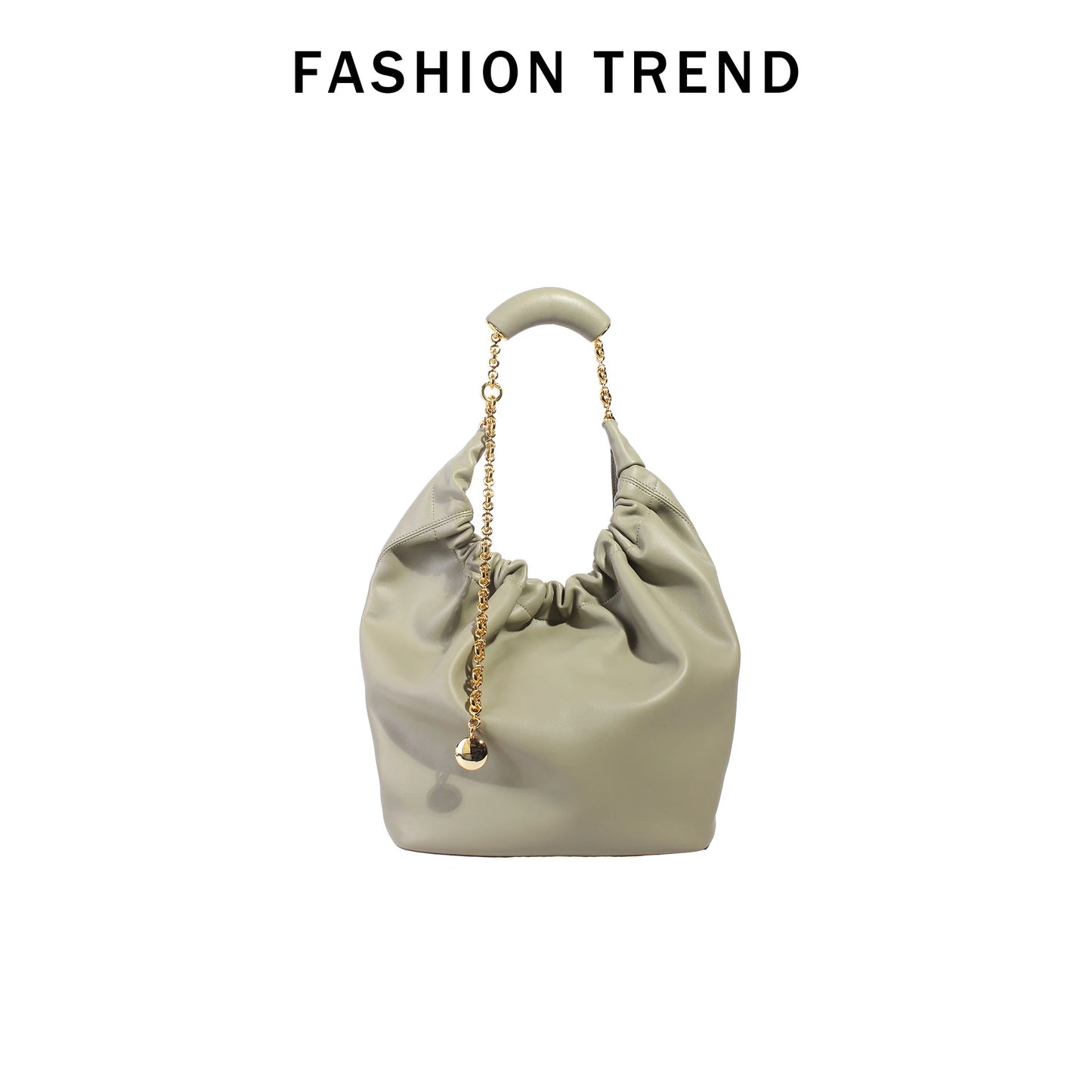 Genuine Leather Cloud Bucket Shoulder Bag