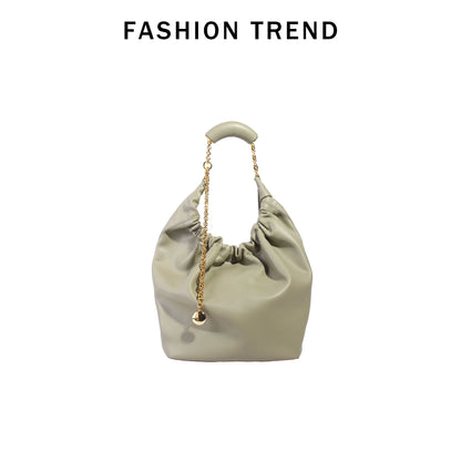 Genuine Leather Cloud Bucket Shoulder Bag