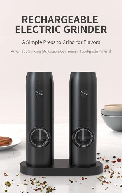 Electric Stainless Steel Spice Grinder with LED Light & Charging Base