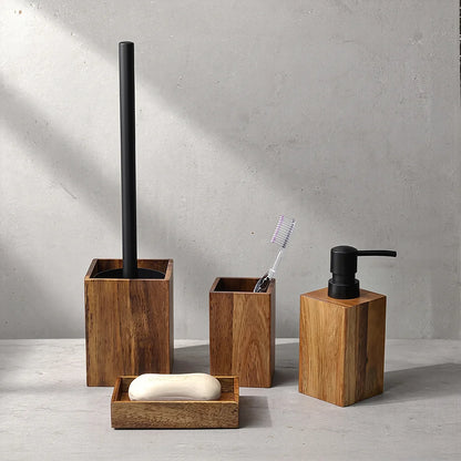 Acacia Wood Bathroom Accessories Set