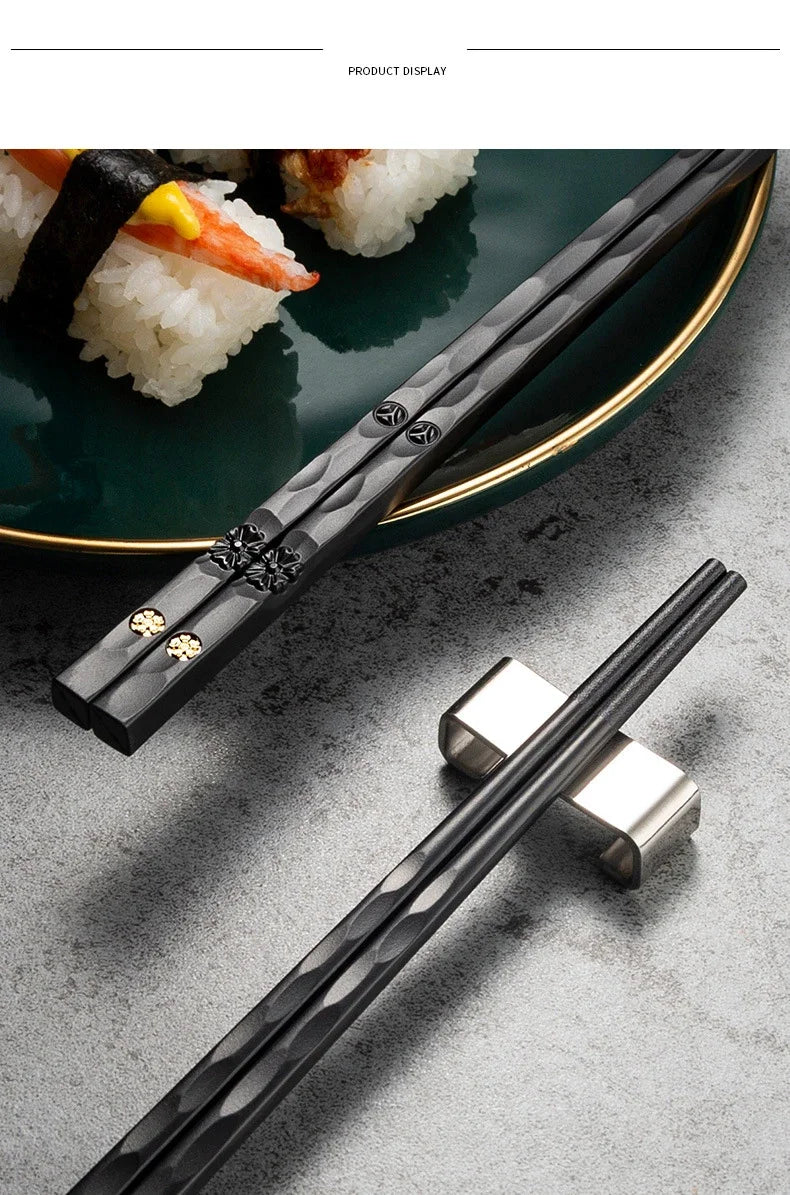 5 Pairs Stainless Steel Non-Slip Chopsticks Set